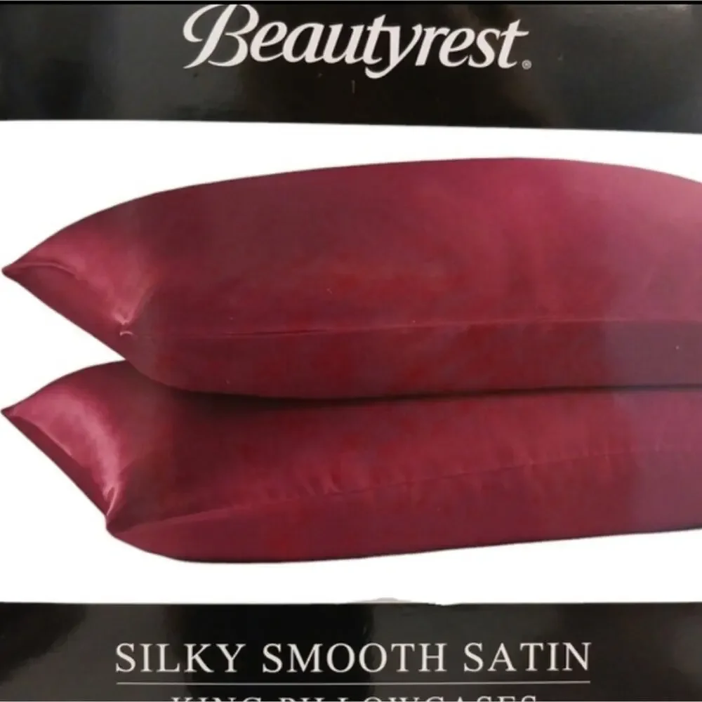 2 Pc Beautyrest STANDARD Satin Pillowcases Dark RED Silky Therapeutic Hair Skin